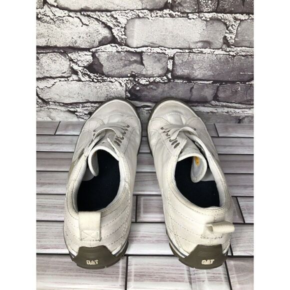 Caterpillar CAT Ivory Canvas Fabric Lace Low Top Work Shoes Men’s Sz 8M US/41EU - Picture 9 of 16